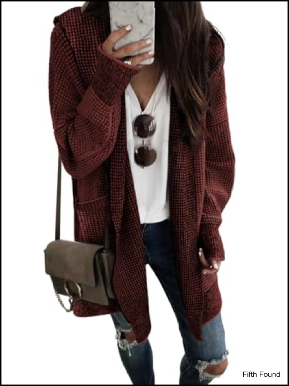 Oversized Hooded Open Front Cardigan Chunky Knit Sweater
